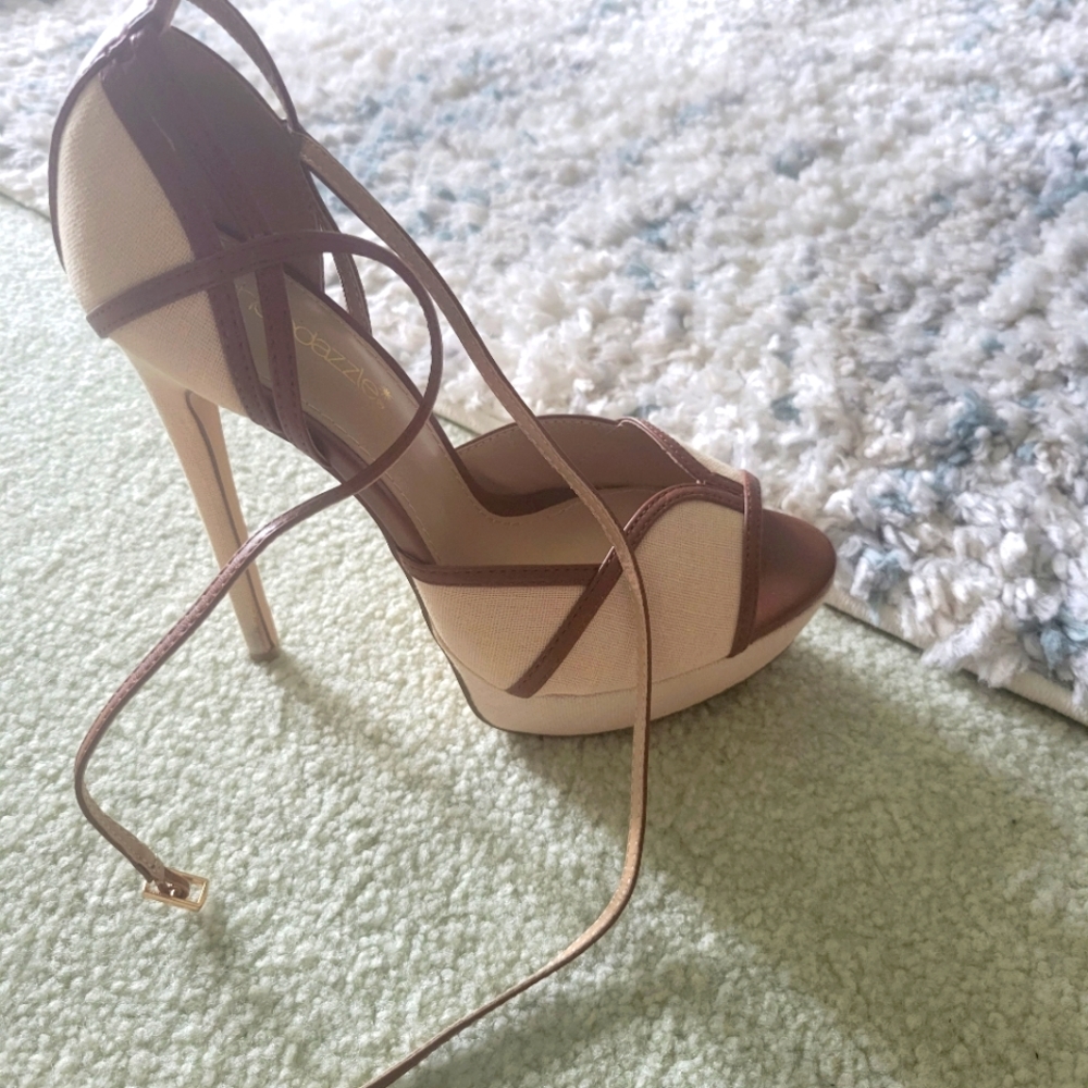 Elegant Cream and Brown Platform Heels